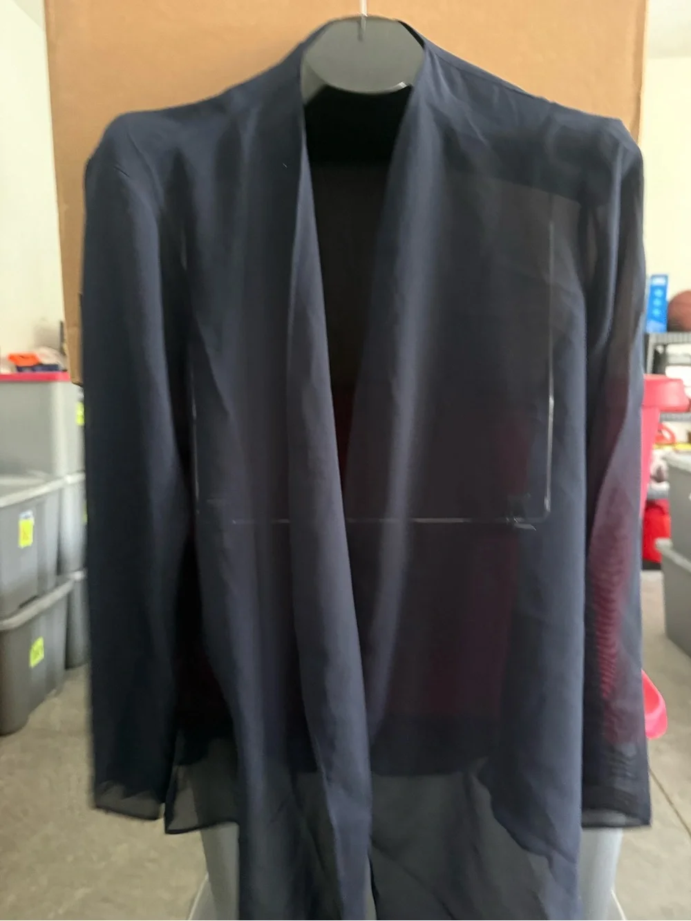 Sheer Navy Open-Front Blouse p45